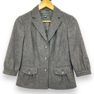 BANANA REPUBLIC Jacket Blazer Coat Wool 3/4 Sleeve Charcoal Gray Sz. 4 Preppy